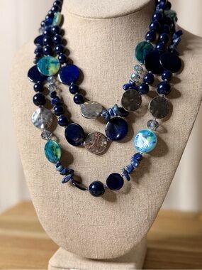 Jules B - Multi-Strand Blue Beaded/Stone/Glass Women’s Necklace